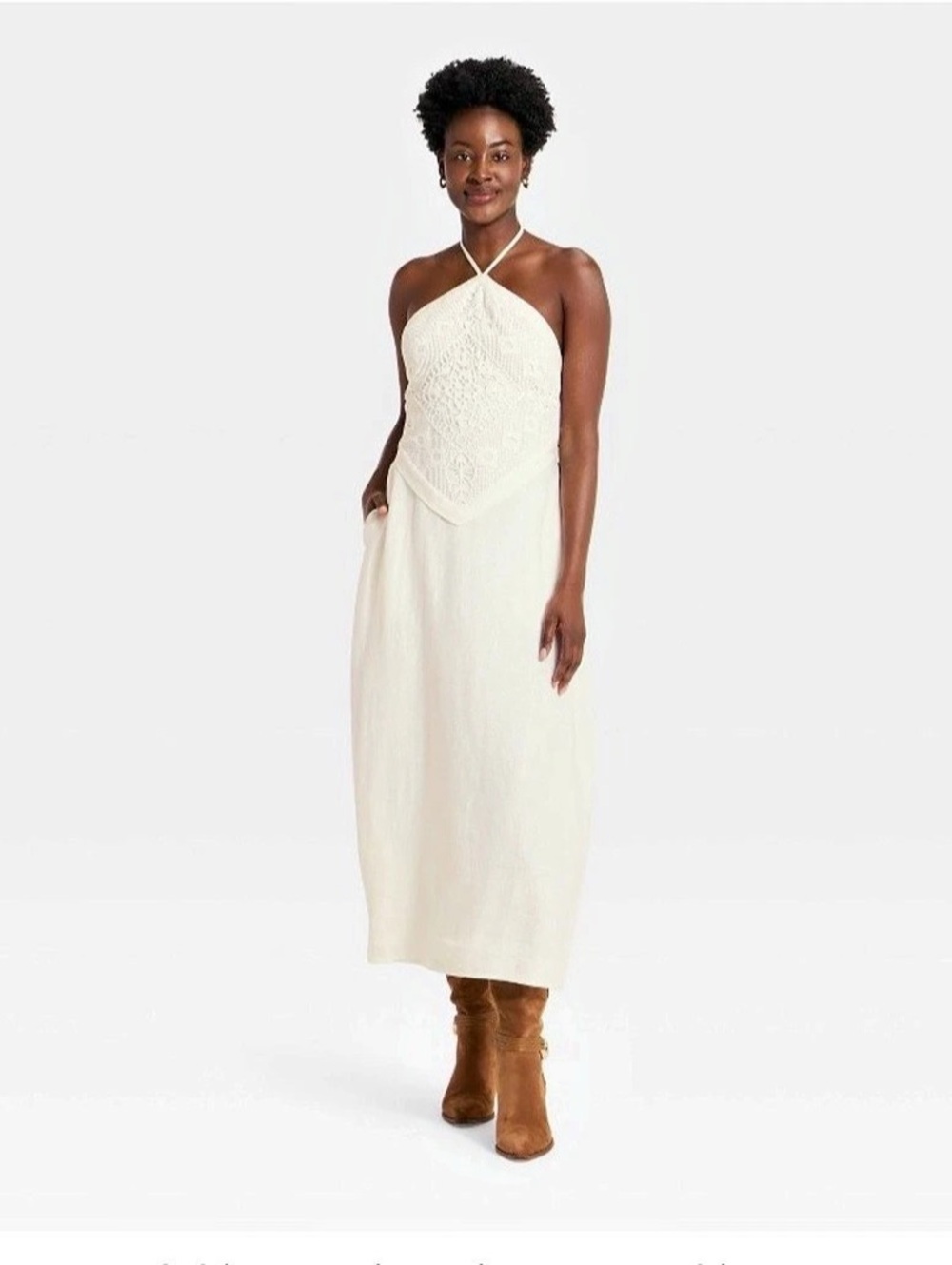 Women’s Embroidered Skater Dress-A New Day in Cream XS